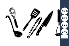 Kitchen Utensils Collection Ladle Whisk Spatula Tongs Knife Product Image 1