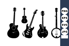 Silhouette Vector Set Acoustic Guitar Ukulele Mandolin Banjo Product Image 1