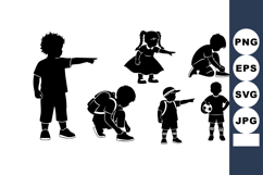 Vector Silhouettes of Children Playing Poses Product Image 1