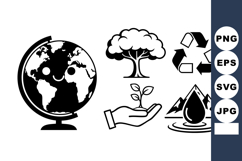 Environmental Icons Globe Tree Water Drop Recycling Product Image 1