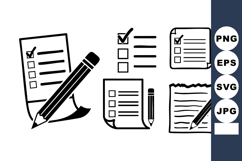 Checklist and Pencil Icons Black Line Art Style Product Image 1