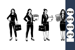 Businesswoman Silhouettes Briefcase Clipboard Calculator Product Image 1