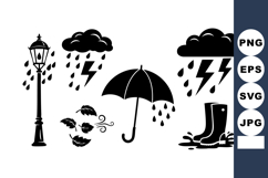 Weather Icons Rain Lamp Post Umbrella Boots Wind Product Image 1