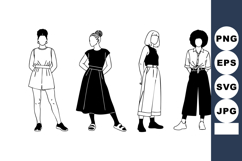 Diverse Stylish Women Casual Outfit Vector Illustration Product Image 1