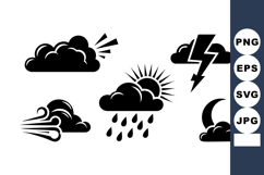 Weather Icons Set Clouds Sun Rain Lightning Product Image 1