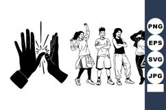 High Five Gesture Young People Celebration Vector Product Image 1