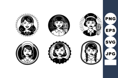 Vintage Female Radio Announcer Black White Icons Product Image 1
