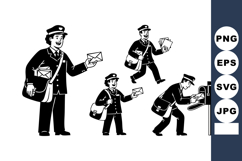 Male Postman Sending Letters Vector Illustration Product Image 1