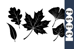 Silhouette Black Leaves Vector Illustration Art Product Image 1