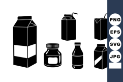 Milk Cartons Bottles Straws Caps Vector Set Product Image 1