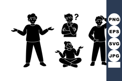 Confused and Puzzled People Silhouettes Vector Product Image 1