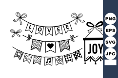 Joy and Love Decorative Banners with Bows Flags Product Image 1
