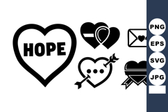 Heart Shaped Hope And Love Icons Vector Product Image 1