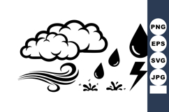 Weather Icons Vector Set Cloud Wind Rain Lightning Product Image 1