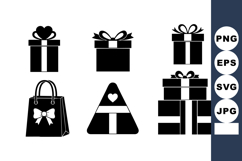 Black Gift Boxes And Shopping Bag Vector Set Product Image 1