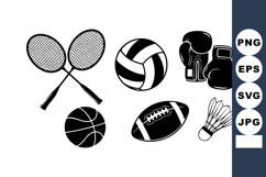 Black White Sports Gear Vector Collection Product Image 1