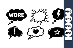 Black Speech Bubbles with Symbols and Text Product Image 1