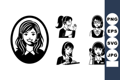 Customer Service Woman Support Agent Icons Vector Product Image 1
