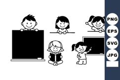 Children with Blackboard and Book Vector Illustration Product Image 1