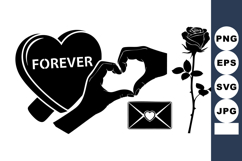Romantic Love Symbols Heart Hands Rose Vector Product Image 1