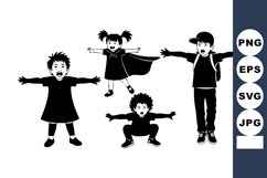Silhouettes of Children with Open Arms Playful Poses Product Image 1