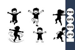 Children Jumping Running Spinning Vector Illustration Product Image 1