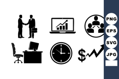 Business Icons Set Handshake Laptop Graph Office Product Image 1