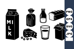 Black and White Dairy Bakery Vector Illustration Product Image 1