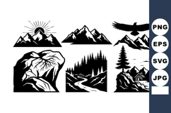 Mountain Landscape Silhouette Vector Collection Product Image 1