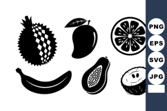 Black Silhouette Tropical Fruits Vector Set Product Image 1