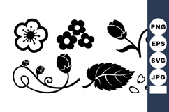Black Floral Silhouettes Leaves Petals Vector Product Image 1