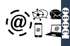 Email Communication Icons Set Smartphone Laptop Mail Product Image 1