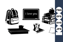 School Supplies Backpack Books Vector Illustration Product Image 1