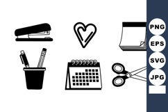 Office Supplies Black Icons Vector Pack Product Image 1