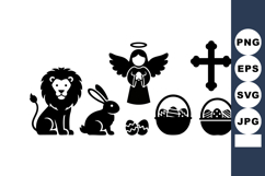 Religious Easter Symbols Cross Angel Lion Rabbit Vector Product Image 1