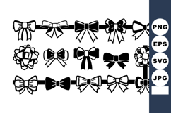 Black White Decorative Bow Ribbon Vector Collection Product Image 1
