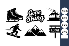 Winter Skiing Snowboard Mountain Lodge Vector Product Image 1