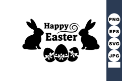 Easter Rabbits And Decorated Eggs Vector Illustration Product Image 1