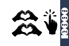 Hands Forming Heart Shapes and Pointing Finger Silhouettes Product Image 1