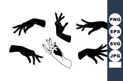 Black White Silhouette Hand Gestures Vector Illustration Product Image 1