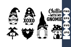 Black White Gnome Silhouettes With Love Hearts Product Image 1