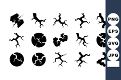 Cracked Ground and Earth Damage Vector Icons Product Image 1