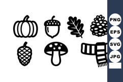 Autumn Season Icons Pumpkin Acorn Leaf Vector Product Image 1