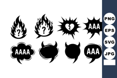 Fire and Devil Speech Bubbles Vector Illustration Product Image 1