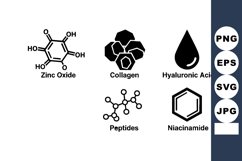 Zinc Oxide Collagen Chemical Structure Icons Product Image 1