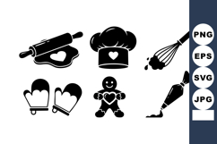 Baking Tools and Gingerbread Man Vector Icons Product Image 1