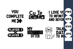 Cute Playful Love Quotes Otter Puzzle Heart Vector Set Product Image 1