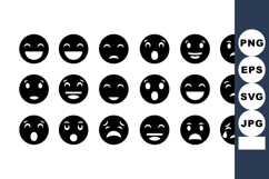 Black Emoji Faces Various Expressions Vector Product Image 1