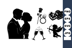 Romantic Couple Silhouette Wedding Vector Product Image 1