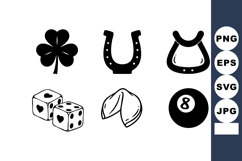 Lucky Symbols Clover Horseshoe Dice Vector Product Image 1